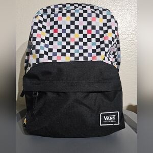 Vans Black and Multicolor Checkered Backpack